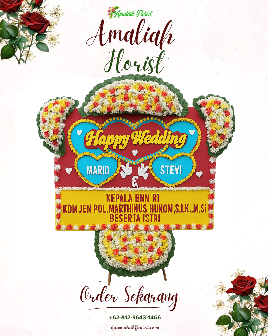 Papan Bunga Pernikahan Badas